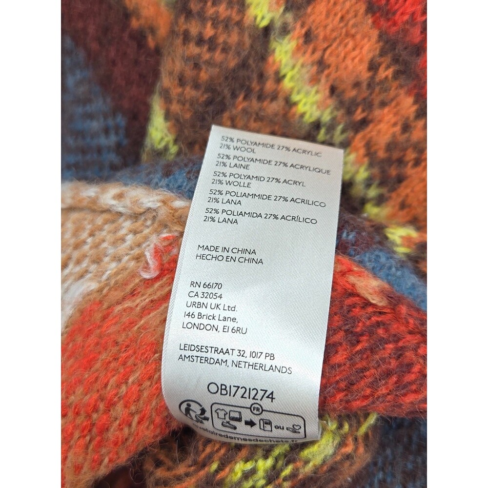 Free People Ainsley Plaid Hooded Poncho Sweater Size Small Wool Blend Boho - Picture 4 of 4